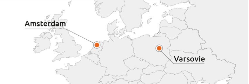 Lokalizacja w Warszawie i Amsterdamie